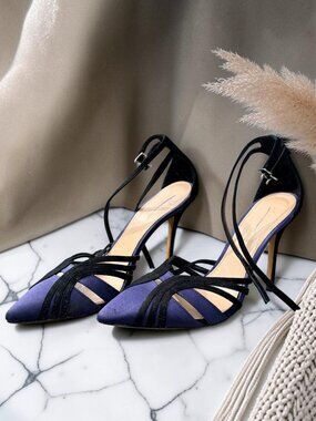 J. Crew Collection Roxie Suede and Satin Ankle Strap Pumps Size 7 MSRP $350